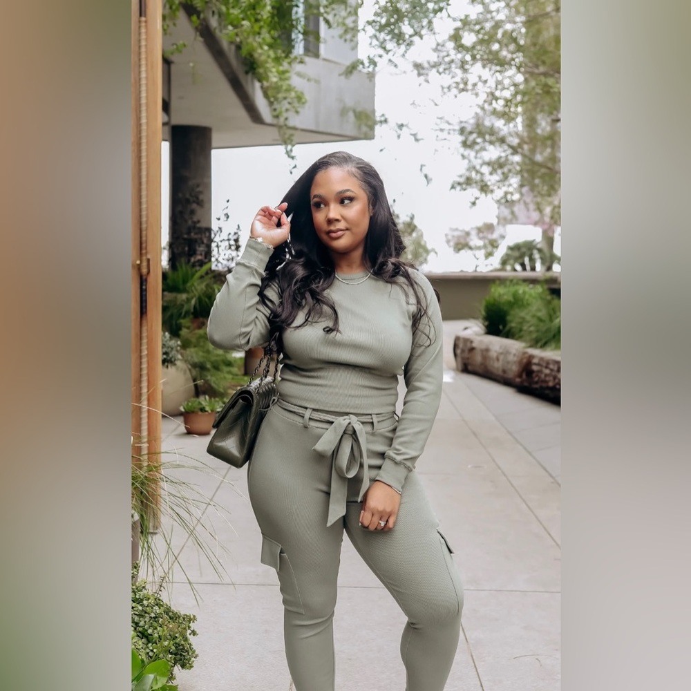 Sage Green Fancy Homebody Stay Ready 2 Piece Set — Size Large